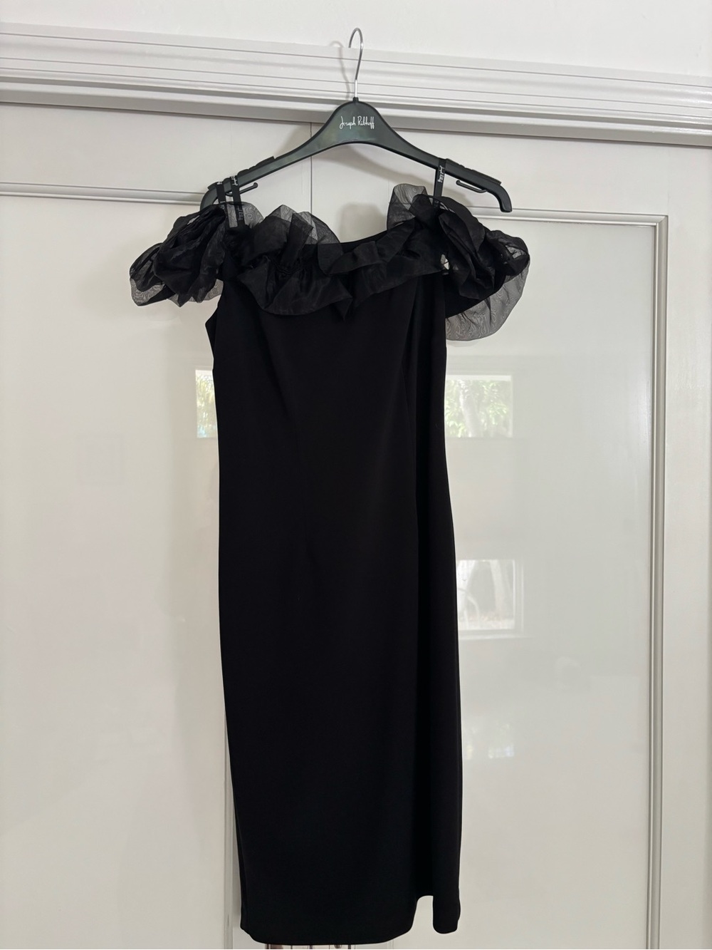 Joseph Ribkoff Black One-Shoulder Ruffle Dress - Picture 1 of 6